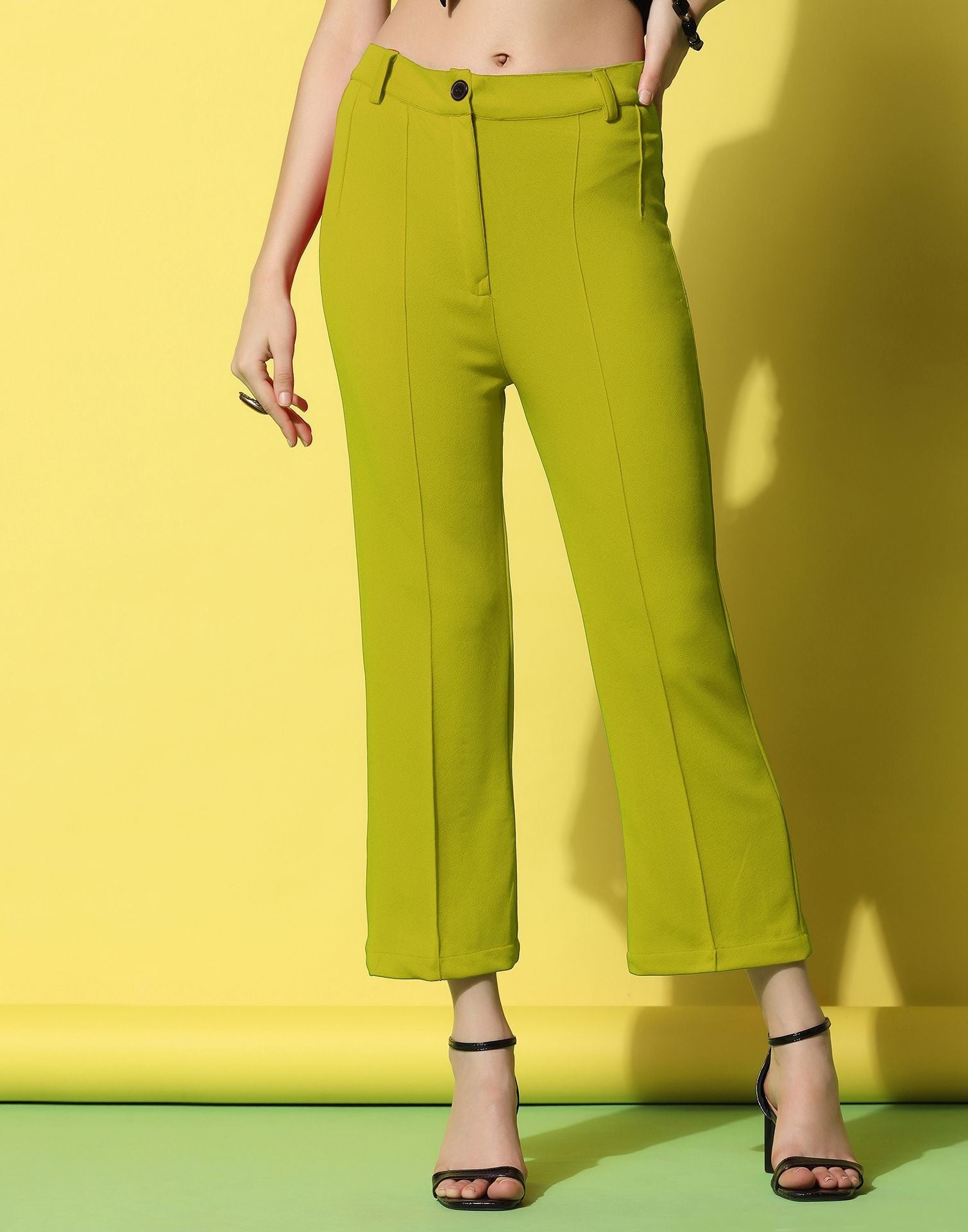 Green Pin Tuck Straight Fit Trouser | Sudathi