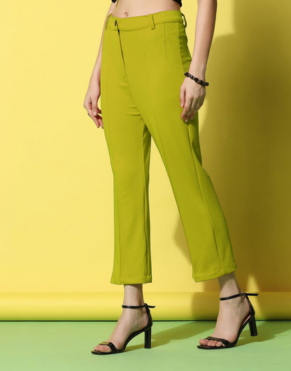 Green Pin Tuck Straight Fit Trouser | Sudathi