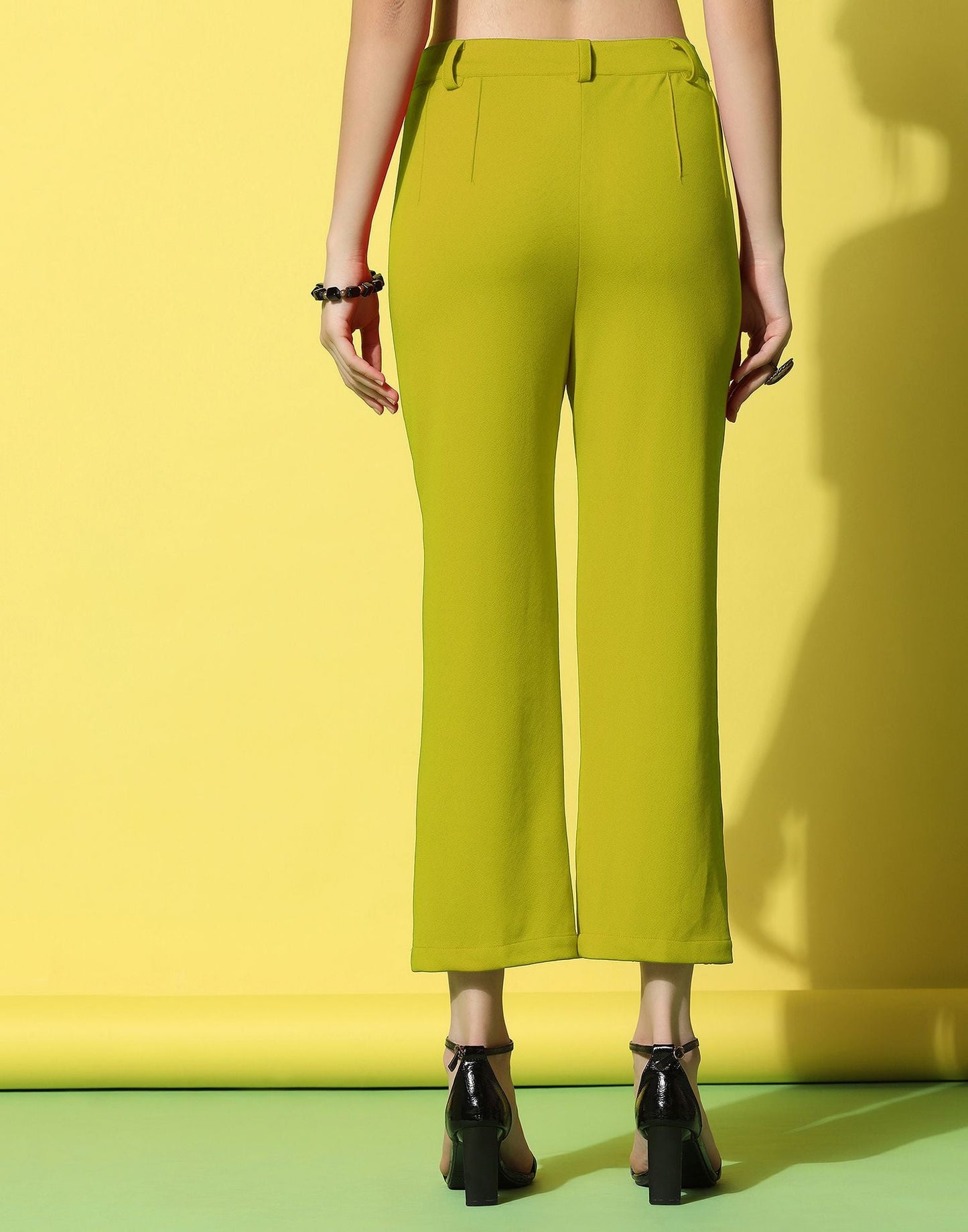 Green Pin Tuck Straight Fit Trouser | Sudathi