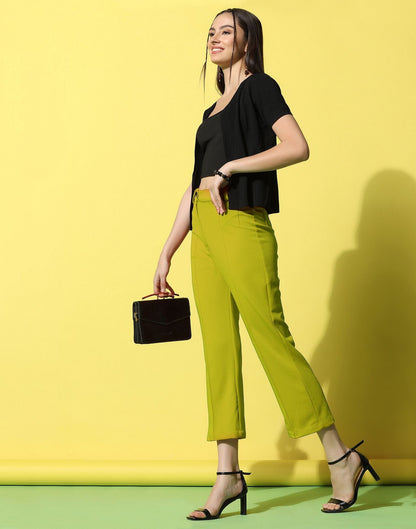 Green Pin Tuck Straight Fit Trouser | Sudathi