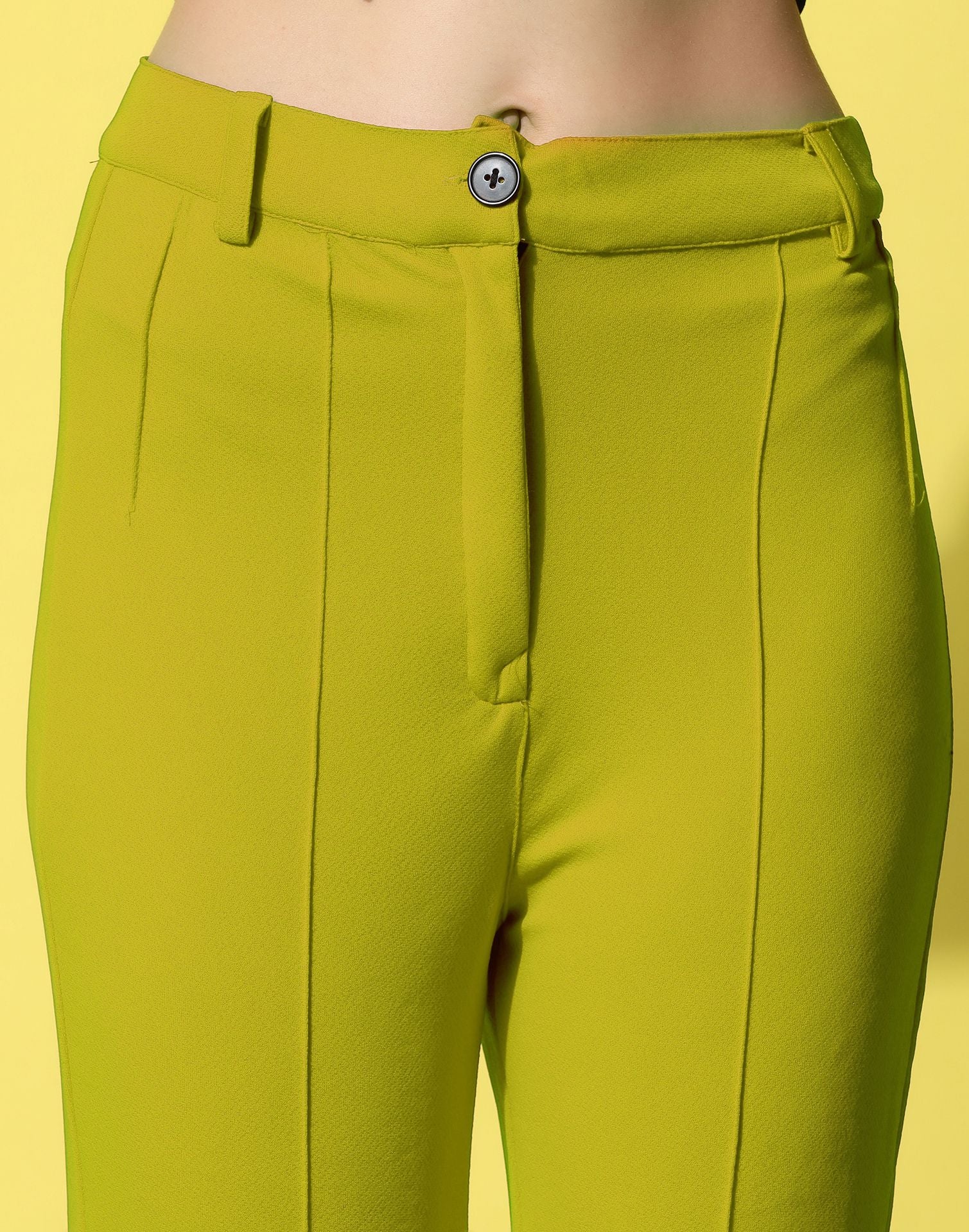 Green Pin Tuck Straight Fit Trouser | Sudathi