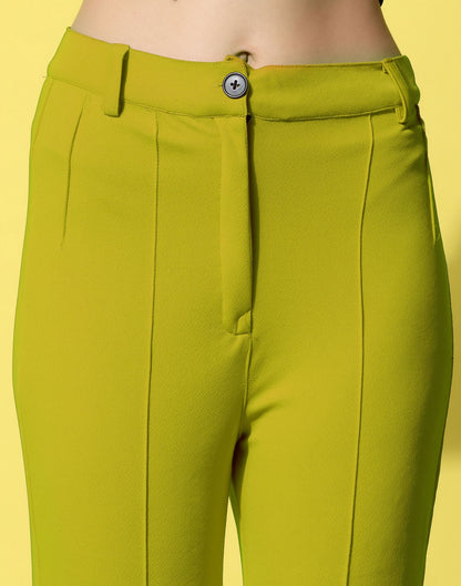 Green Pin Tuck Straight Fit Trouser | Sudathi
