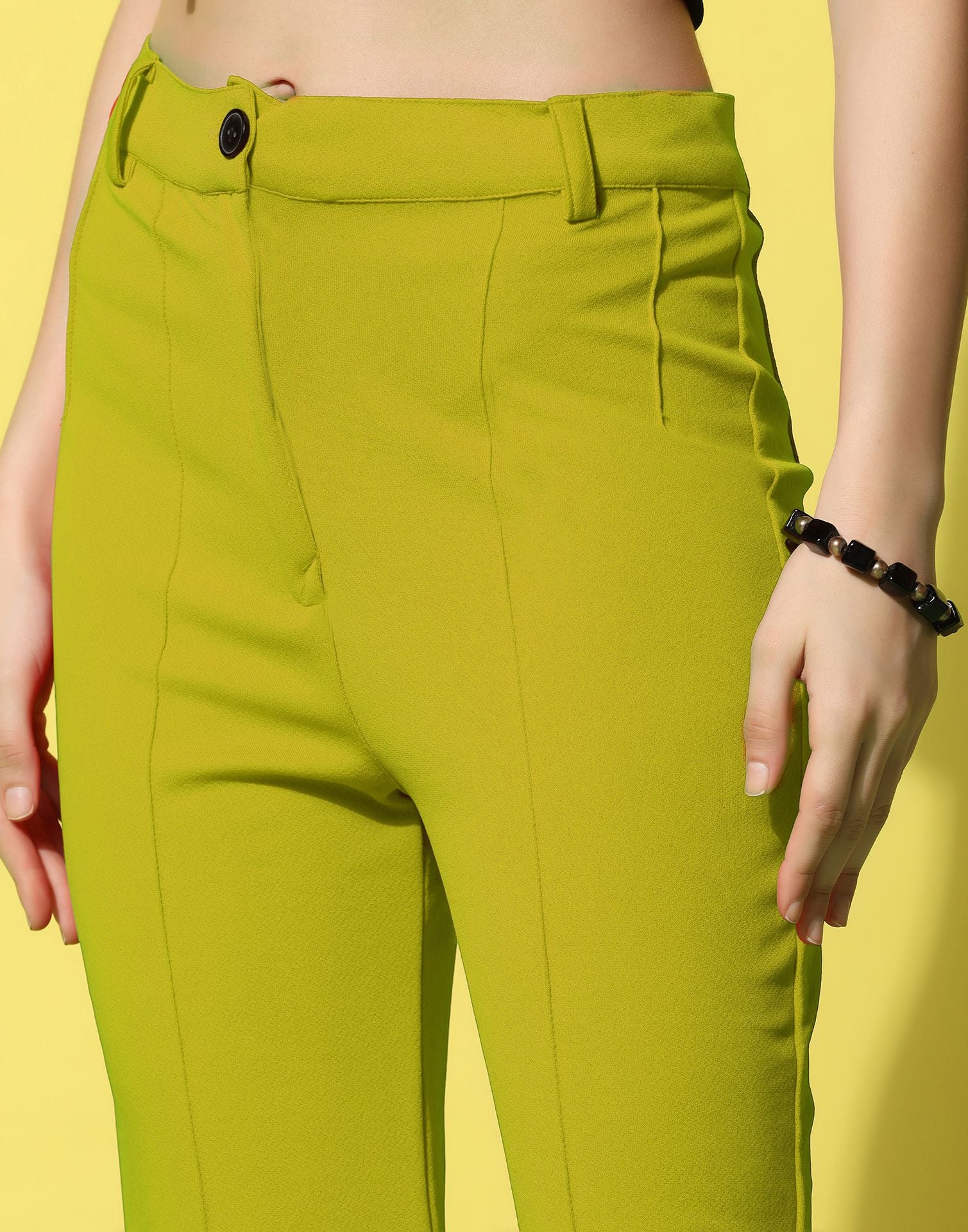 Green Pin Tuck Straight Fit Trouser | Sudathi
