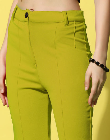 Green Pin Tuck Straight Fit Trouser | Sudathi