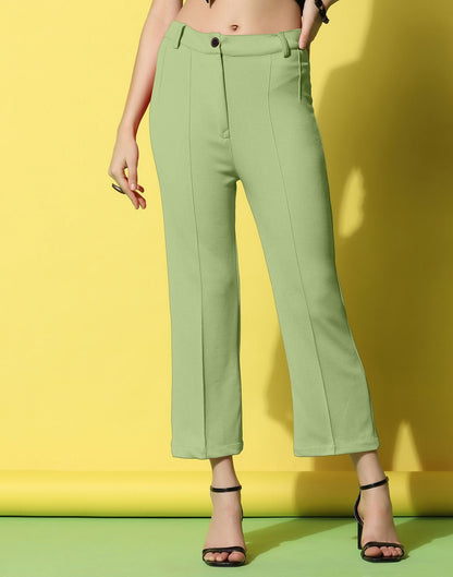 Pista Green Pin Tuck Straight Fit Trouser | Sudathi