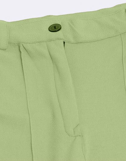 Pista Green Pin Tuck Straight Fit Trouser | Sudathi