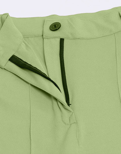 Pista Green Pin Tuck Straight Fit Trouser | Sudathi