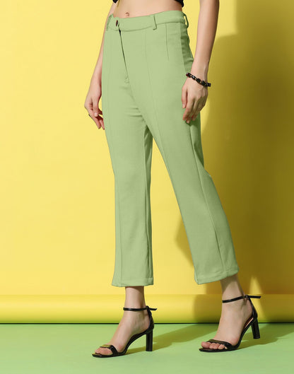 Pista Green Pin Tuck Straight Fit Trouser | Sudathi