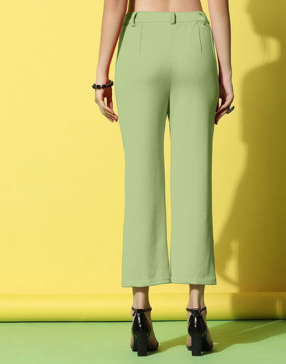 Pista Green Pin Tuck Straight Fit Trouser | Sudathi
