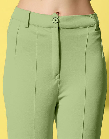 Pista Green Pin Tuck Straight Fit Trouser | Sudathi
