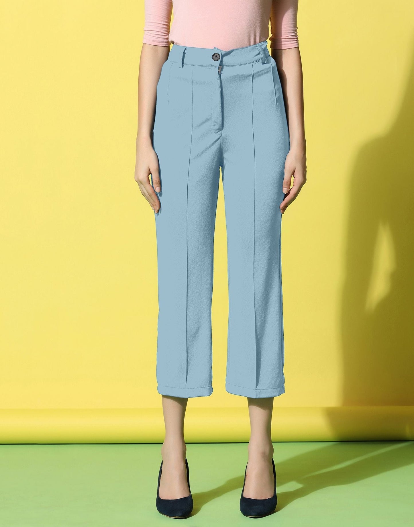 Steal Blue Pin Tuck Straight Fit Trouser | Sudathi