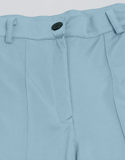 Steal Blue Pin Tuck Straight Fit Trouser | Sudathi