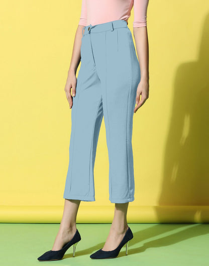 Steal Blue Pin Tuck Straight Fit Trouser | Sudathi