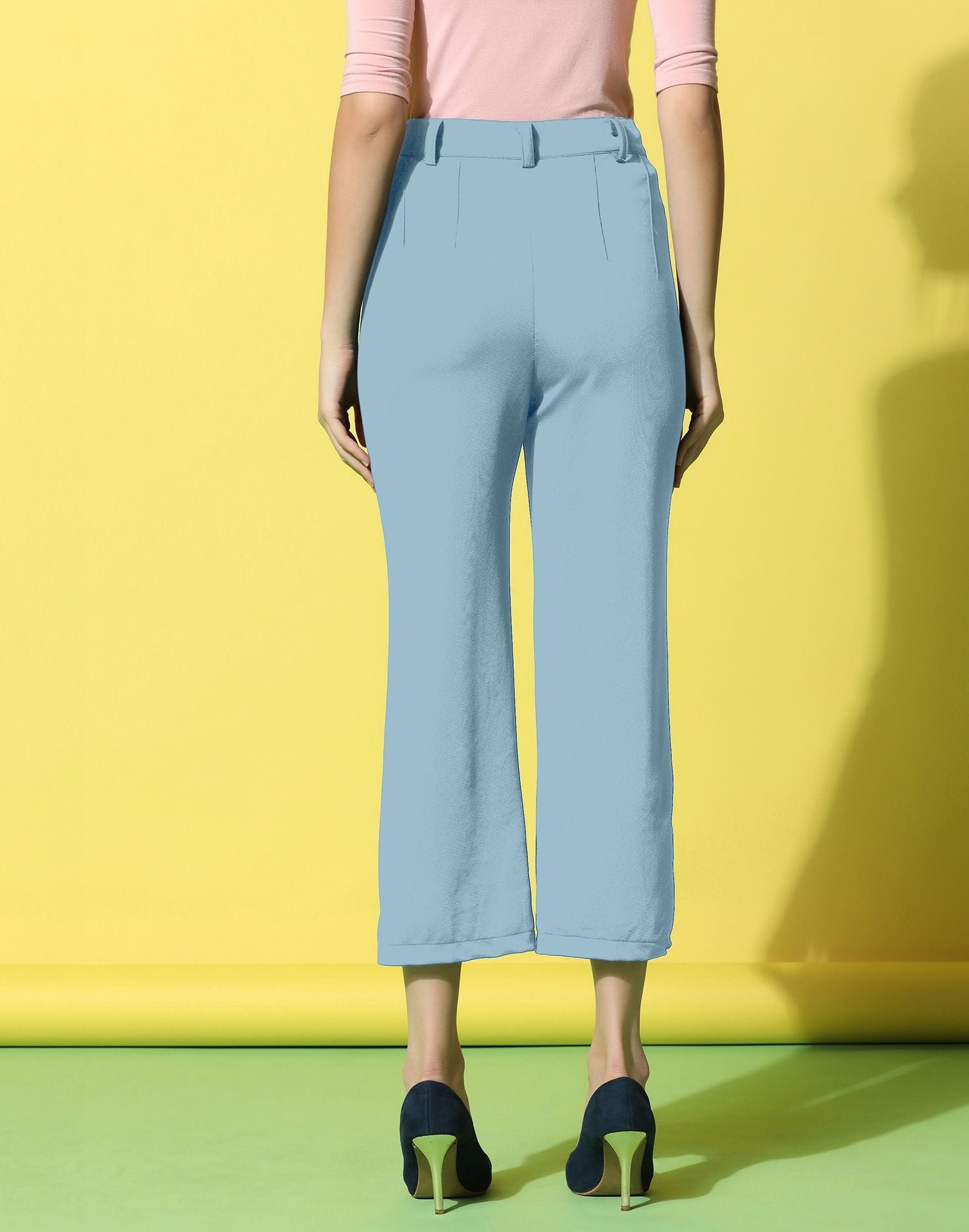 Steal Blue Pin Tuck Straight Fit Trouser | Sudathi