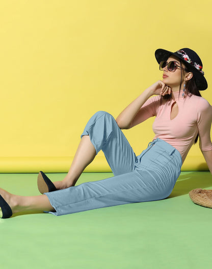 Steal Blue Pin Tuck Straight Fit Trouser | Sudathi