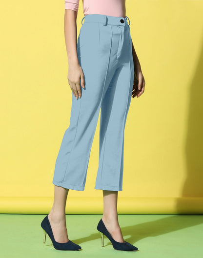 Steal Blue Pin Tuck Straight Fit Trouser | Sudathi