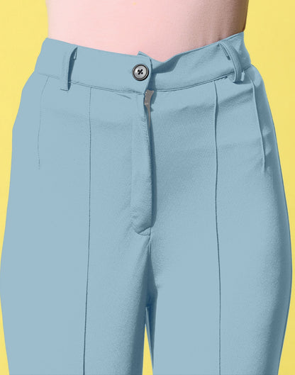Steal Blue Pin Tuck Straight Fit Trouser | Sudathi