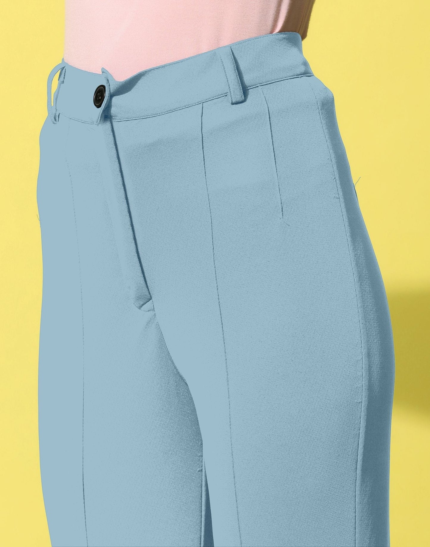 Steal Blue Pin Tuck Straight Fit Trouser | Sudathi