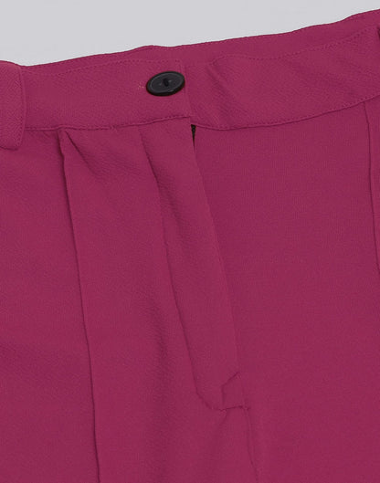 Fuchsia Pink Pin Tuck Straight Fit Trouser | Sudathi