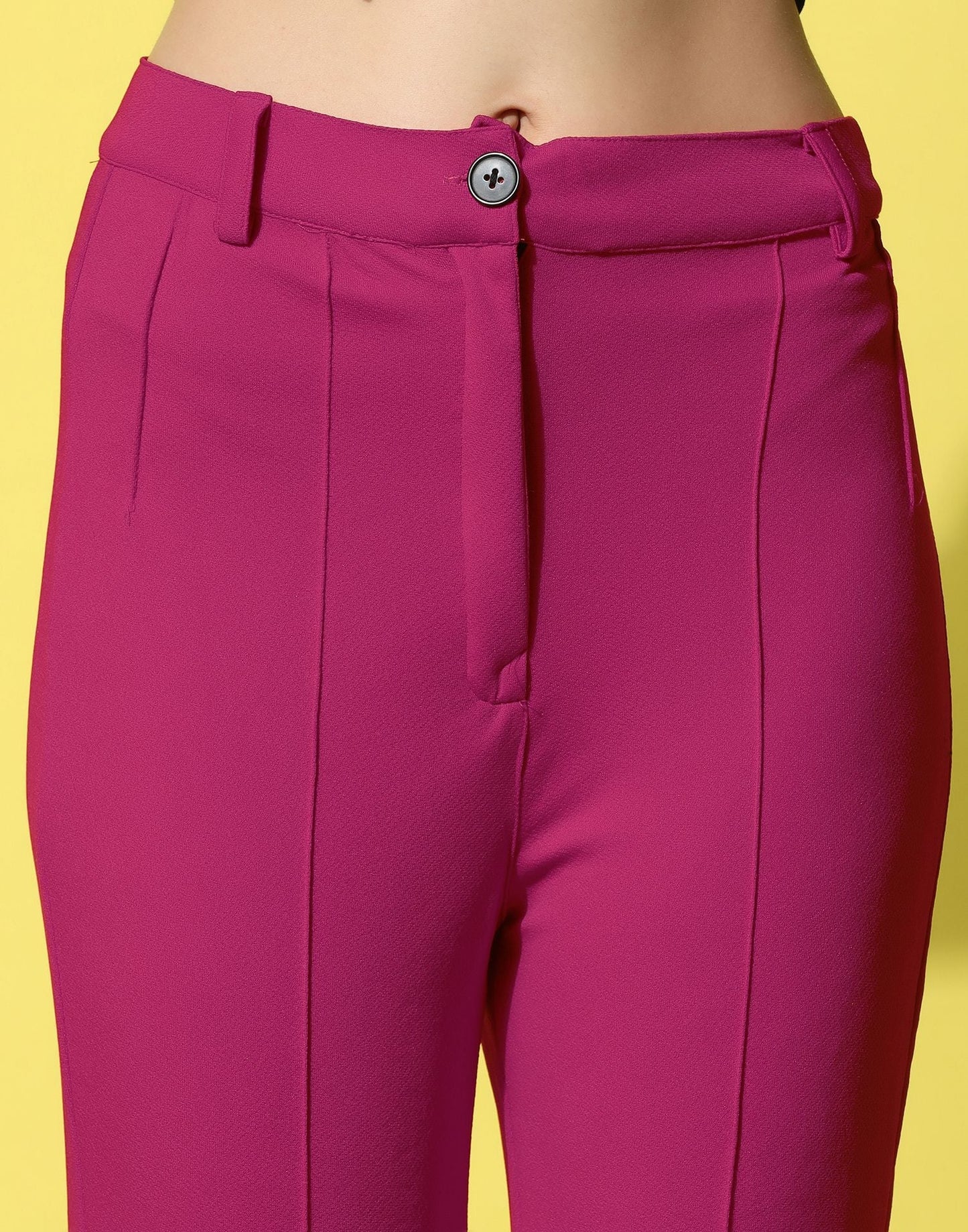 Fuchsia Pink Pin Tuck Straight Fit Trouser | Sudathi