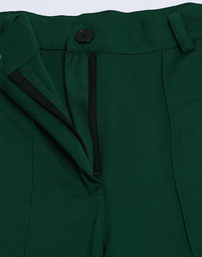 Dark Green Pin Tuck Straight Fit Trouser | Sudathi