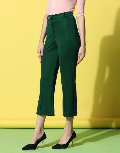 Dark Green Pin Tuck Straight Fit Trouser | Sudathi