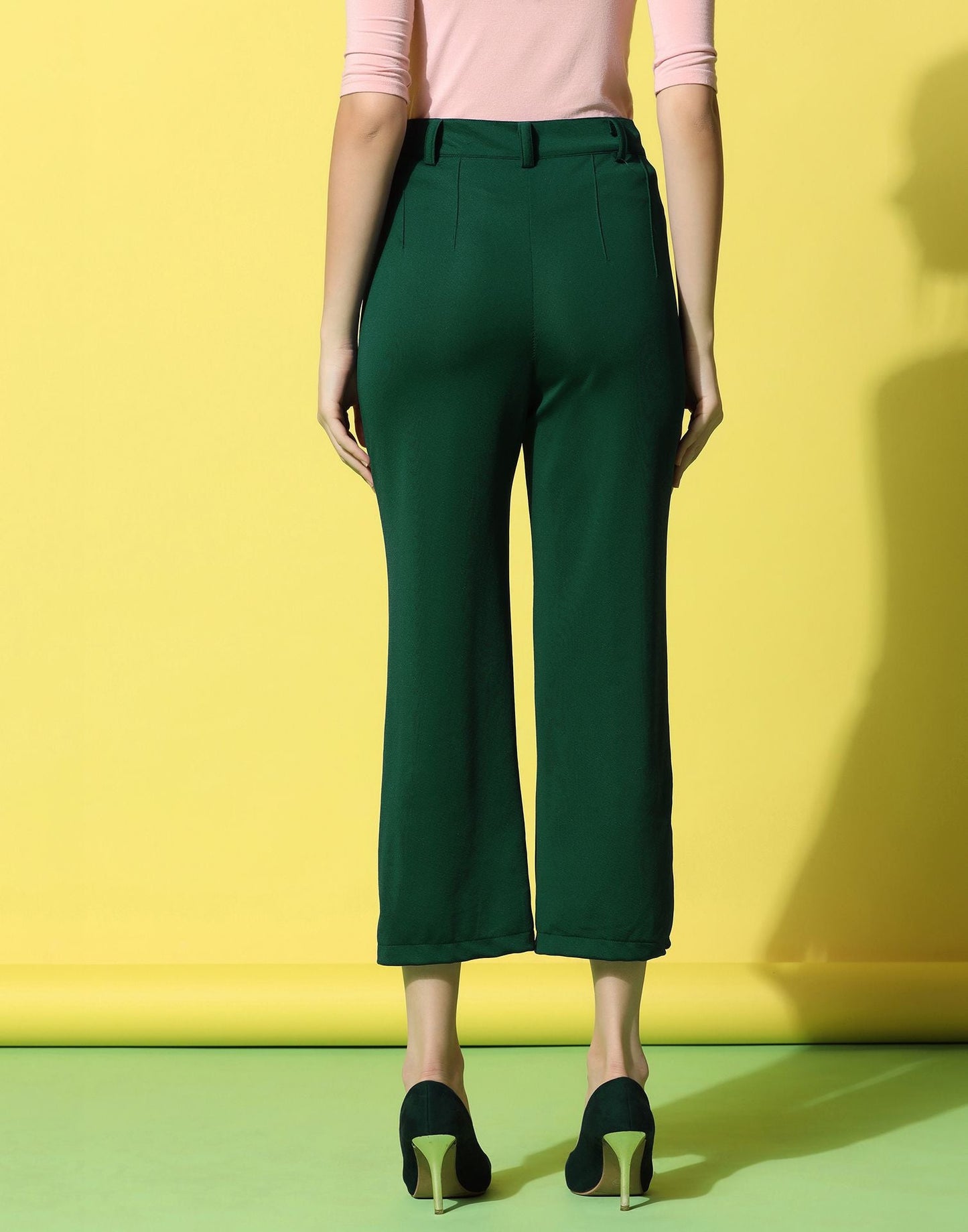 Dark Green Pin Tuck Straight Fit Trouser | Sudathi