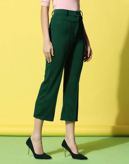 Dark Green Pin Tuck Straight Fit Trouser | Sudathi