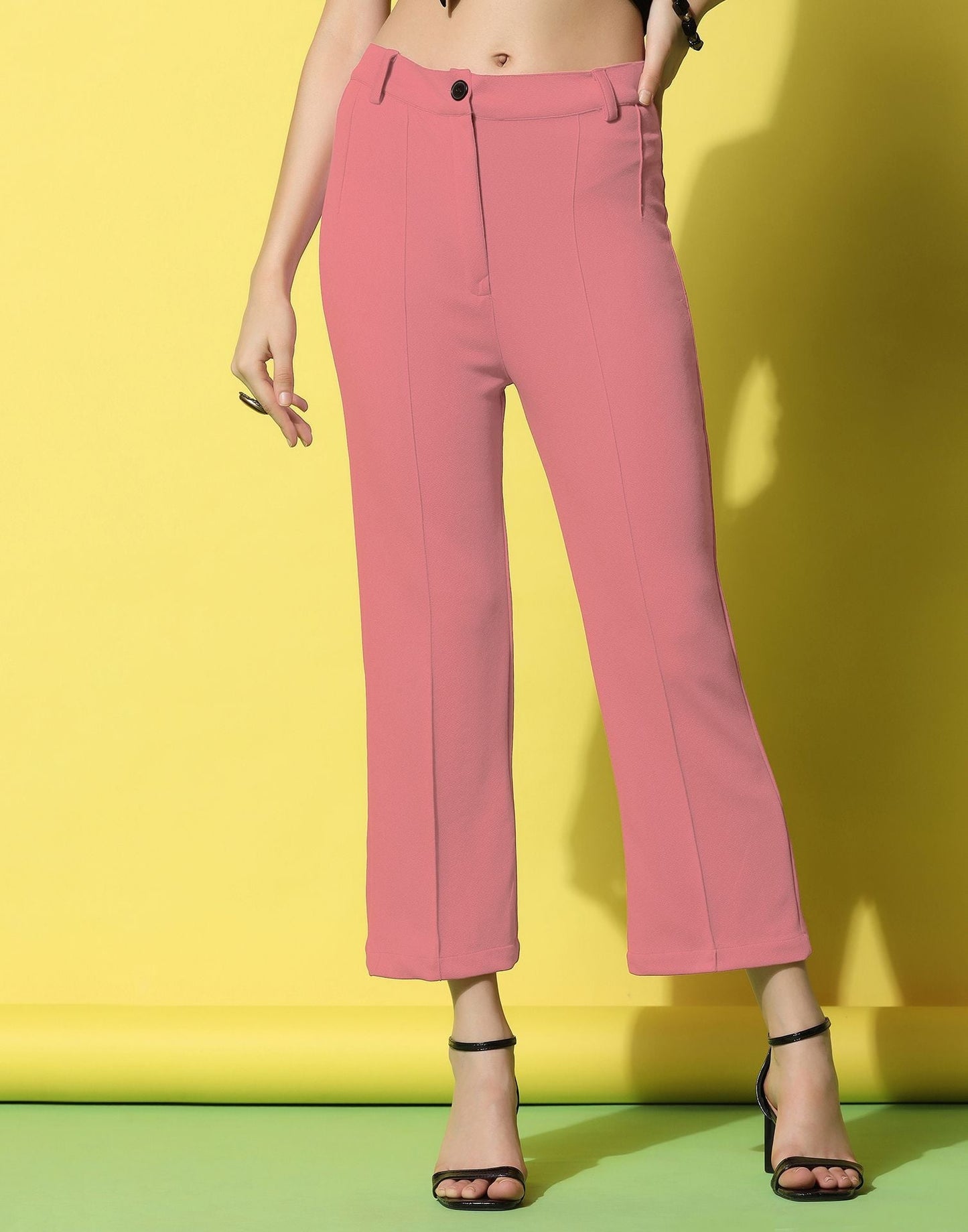 Light Pink Pin Tuck Straight Fit Trouser | Sudathi