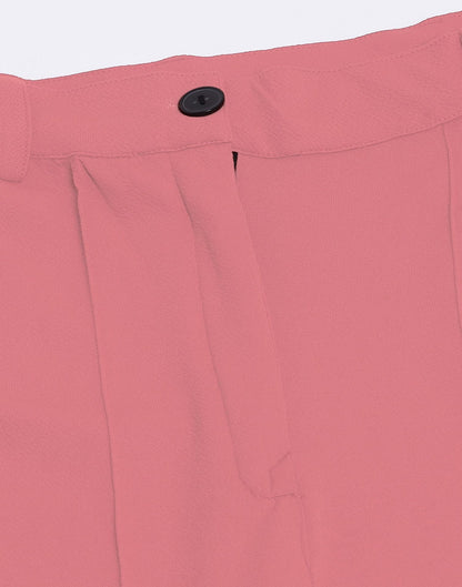 Light Pink Pin Tuck Straight Fit Trouser | Sudathi