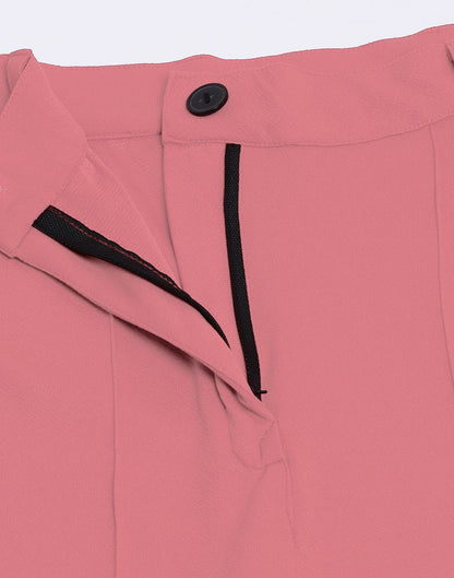 Light Pink Pin Tuck Straight Fit Trouser | Sudathi