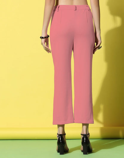 Light Pink Pin Tuck Straight Fit Trouser | Sudathi