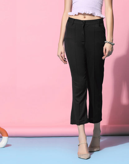 Black Pin Tuck Straight Fit Trouser | Sudathi