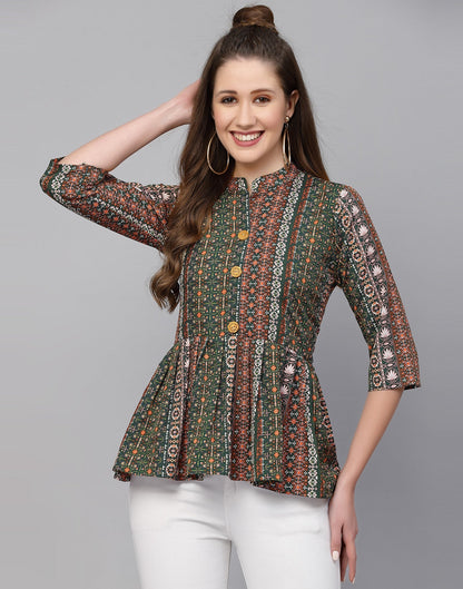 Multicoloured Polyester Fit & Flare Top | Leemboodi