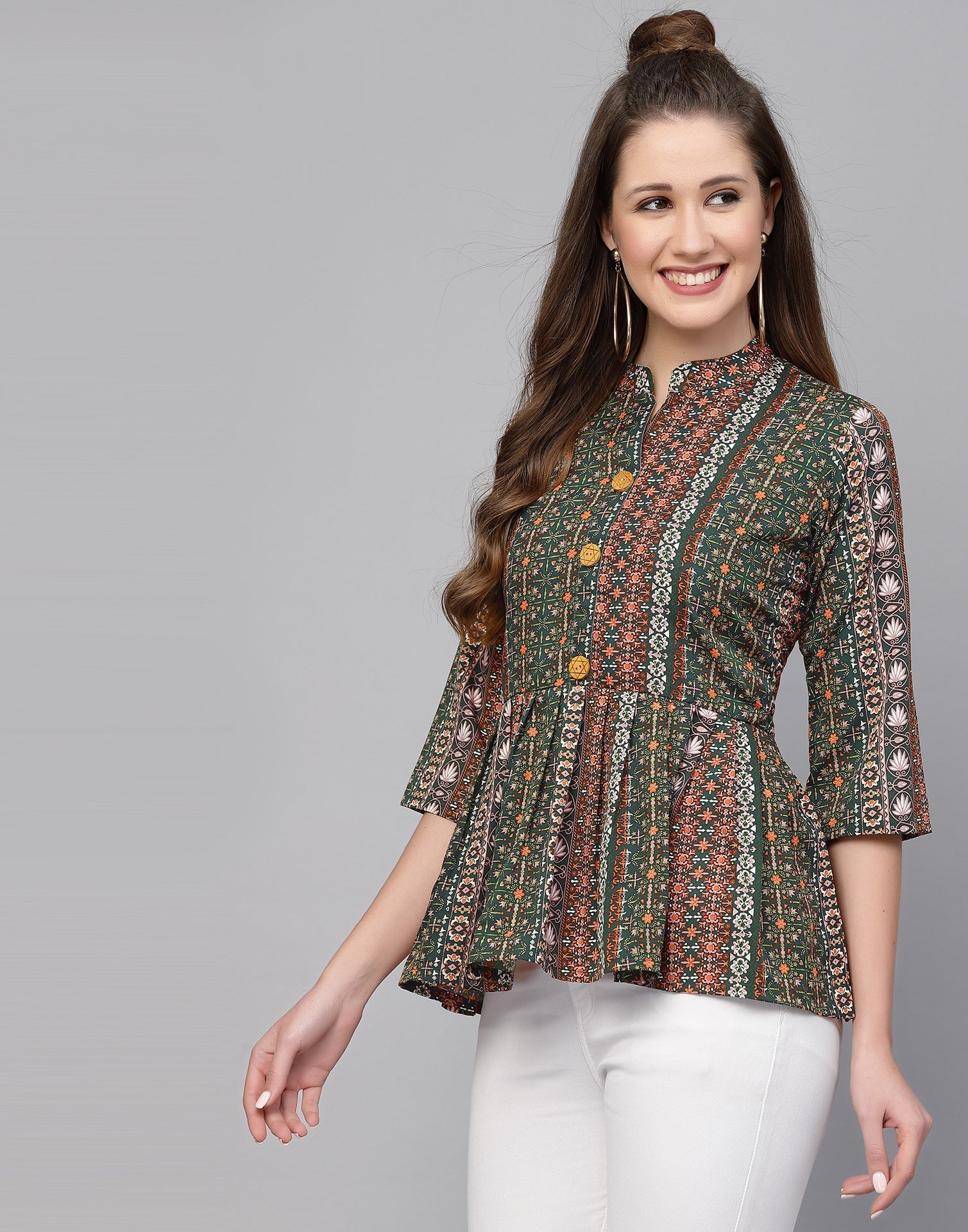 Multicoloured Polyester Fit & Flare Top | Leemboodi