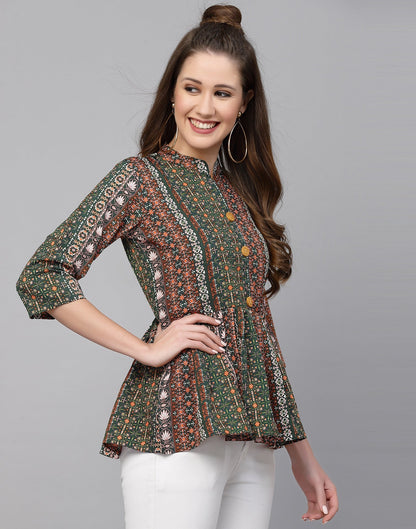 Multicoloured Polyester Fit & Flare Top | Leemboodi