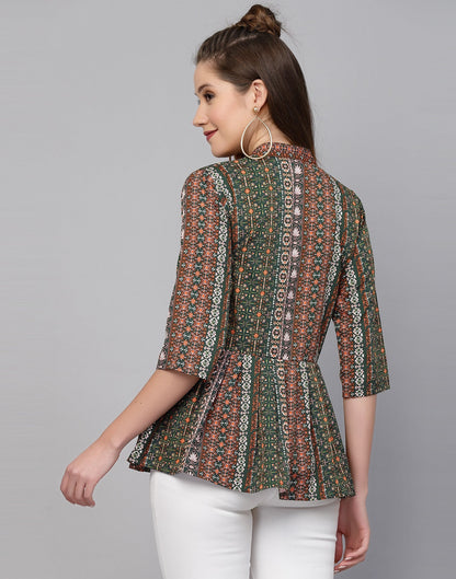 Multicoloured Polyester Fit & Flare Top | Leemboodi