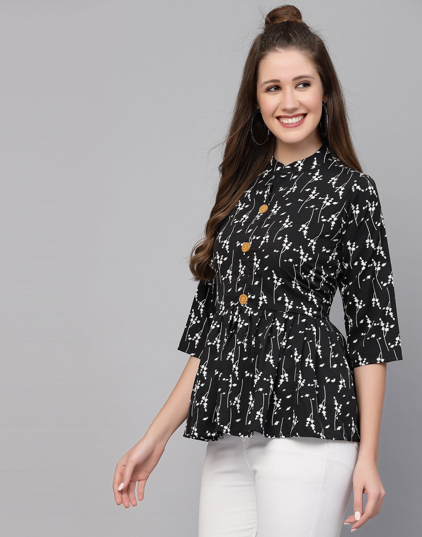 Black Polyester Fit & Flare Top | Leemboodi
