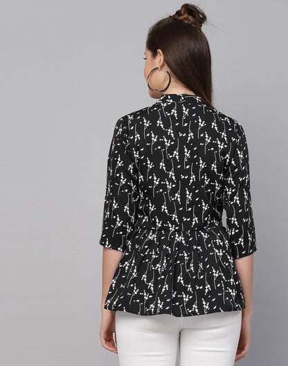 Black Polyester Fit & Flare Top | Leemboodi