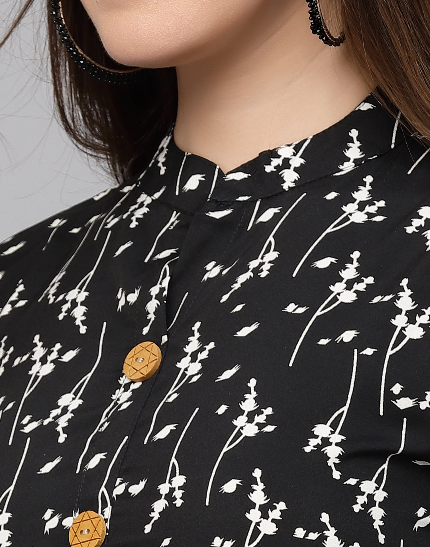 Black Polyester Fit & Flare Top | Leemboodi