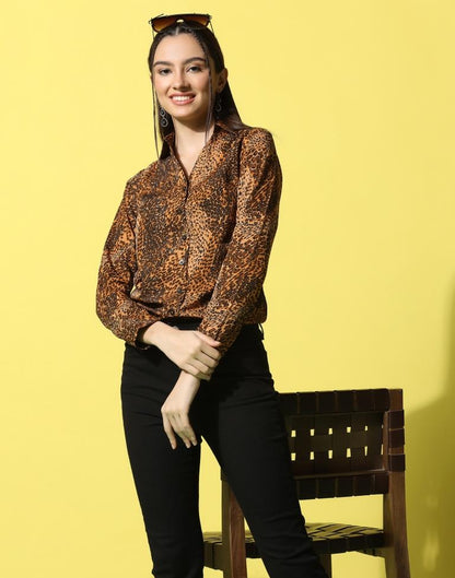 Brown Animal Printed Shirt | Sudathi