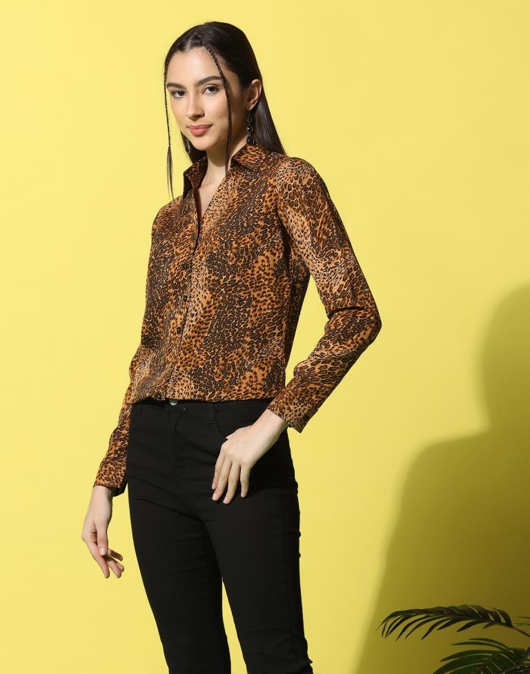 Brown Animal Printed Shirt | Sudathi