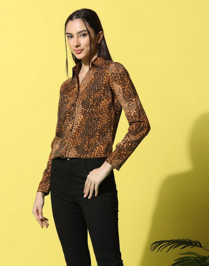 Brown Animal Printed Shirt | Sudathi