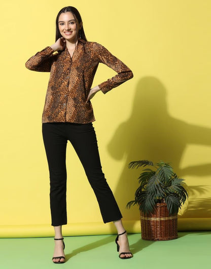 Brown Animal Printed Shirt | Sudathi