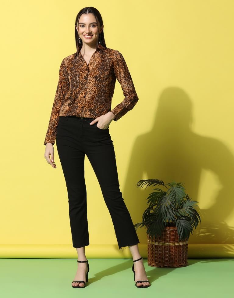 Brown Animal Printed Shirt | Sudathi