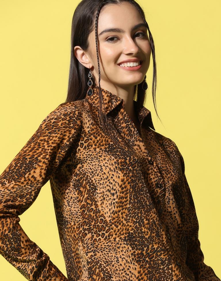 Brown Animal Printed Shirt | Sudathi