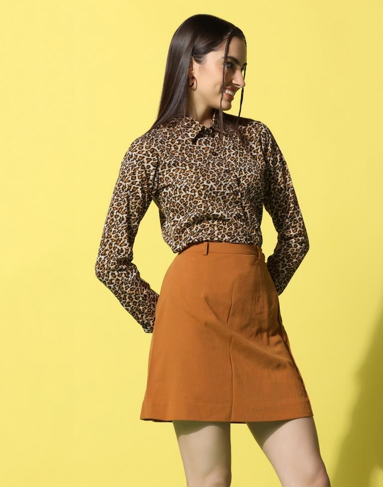 Brown Animal Printed Shirt | Sudathi