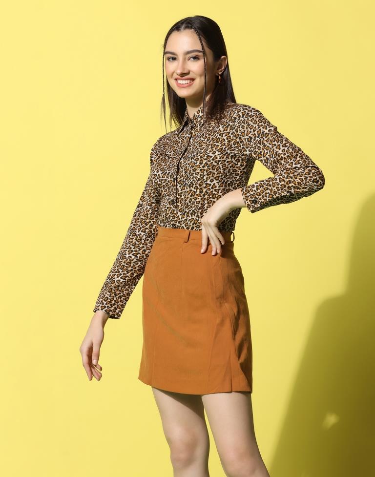 Brown Animal Printed Shirt | Sudathi