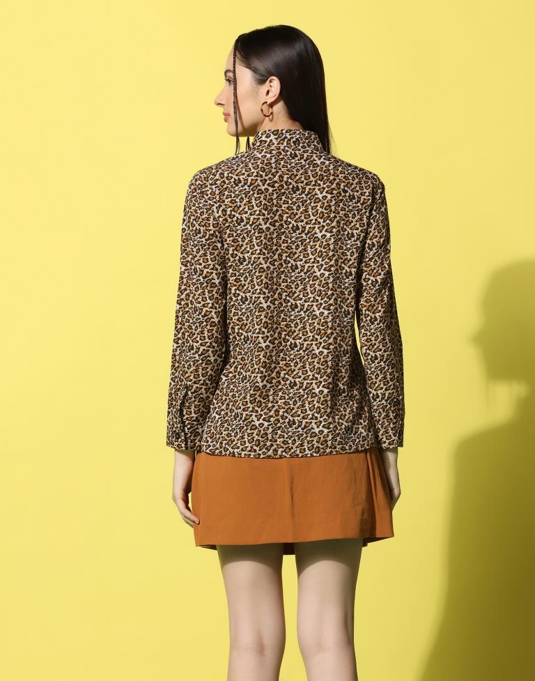 Brown Animal Printed Shirt | Sudathi