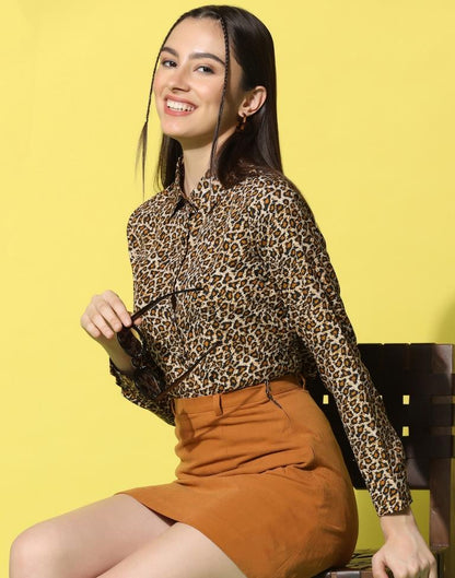 Brown Animal Printed Shirt | Sudathi